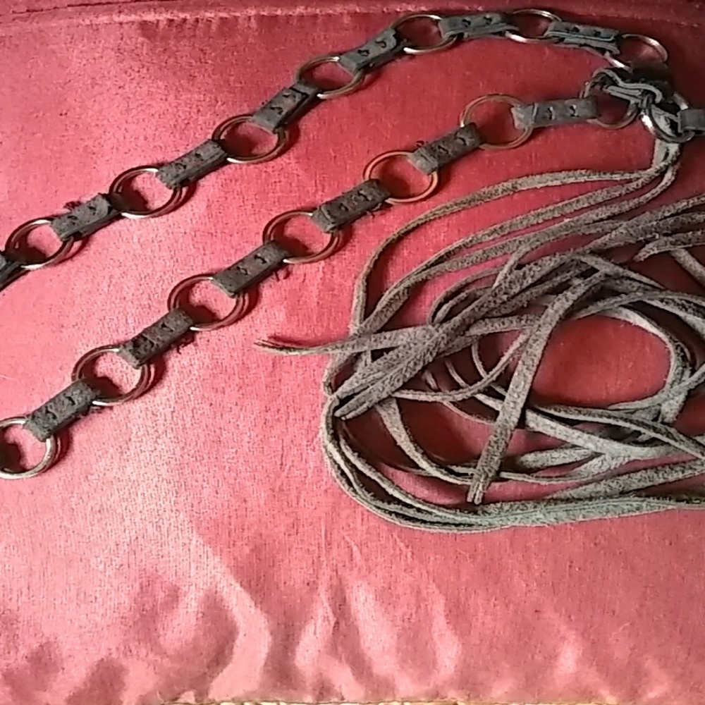 Brown leather rope belt
